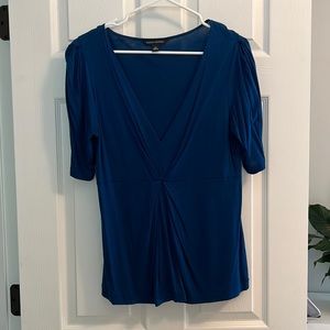 Banana Republic V Neck 3/4 Sleeve Blue Top, Large